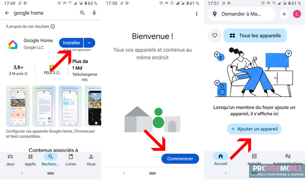 Application Google Home permettant de diffuser le contenu d’un smartphone Android sur une télévision connectée