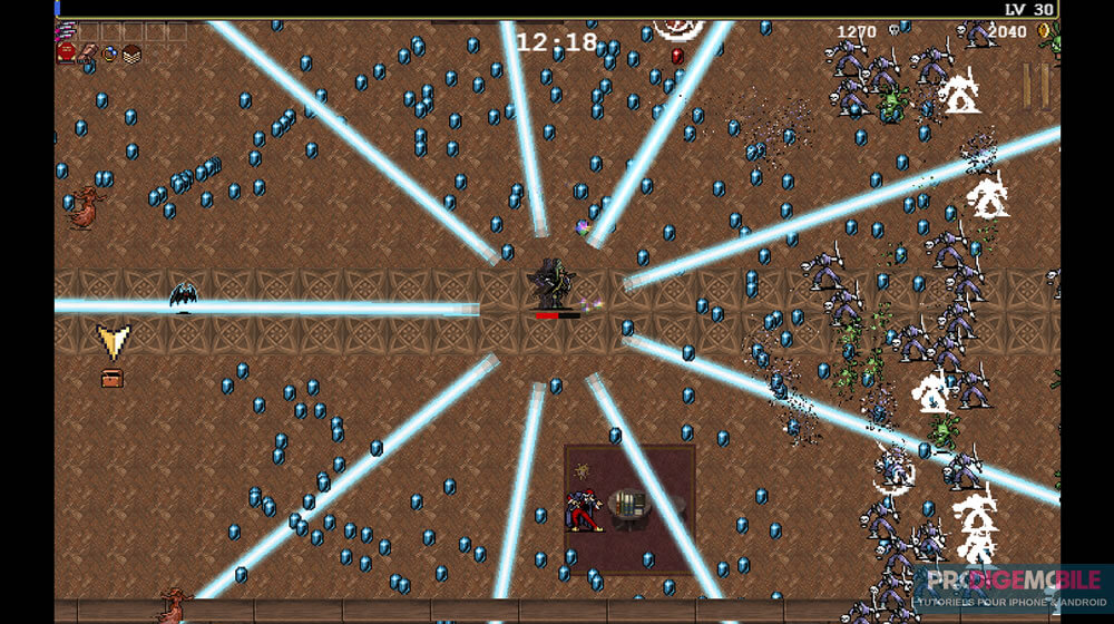 Partie de Vampire Survivors sur smartphone Android jouable hors ligne