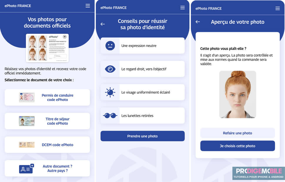 Utilisation d’une application e-photo pour obtenir un code compatible avec une démarche administrative