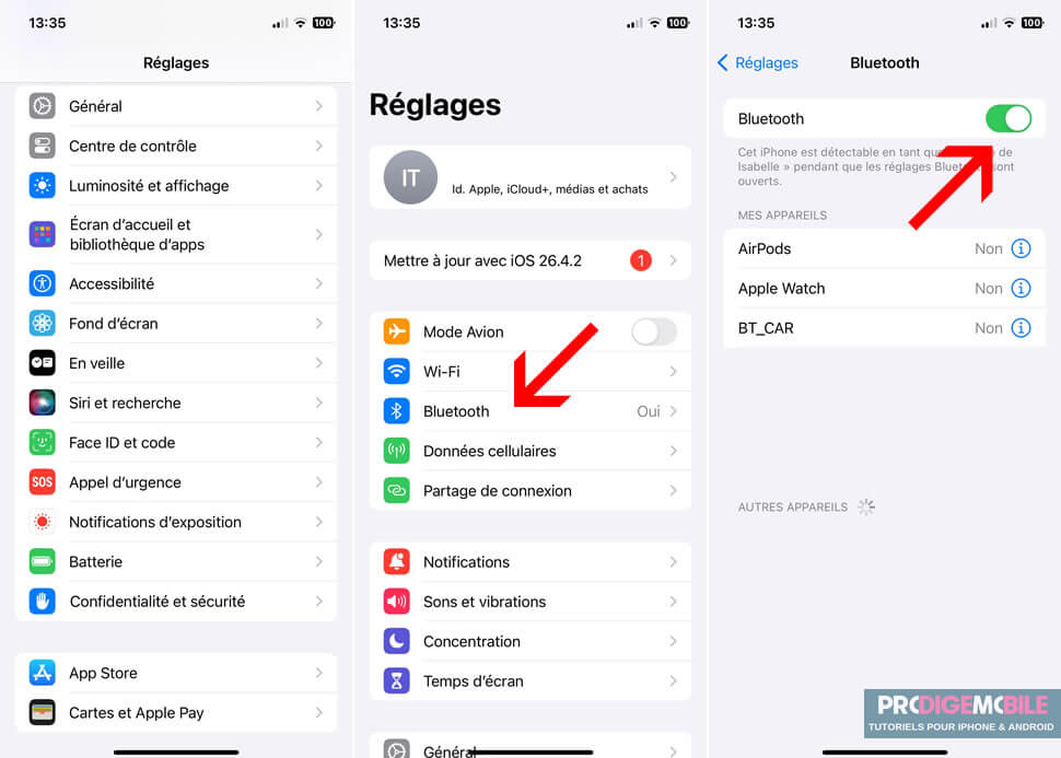 Désactivation de la fonction Bluetooth sur un iPhone