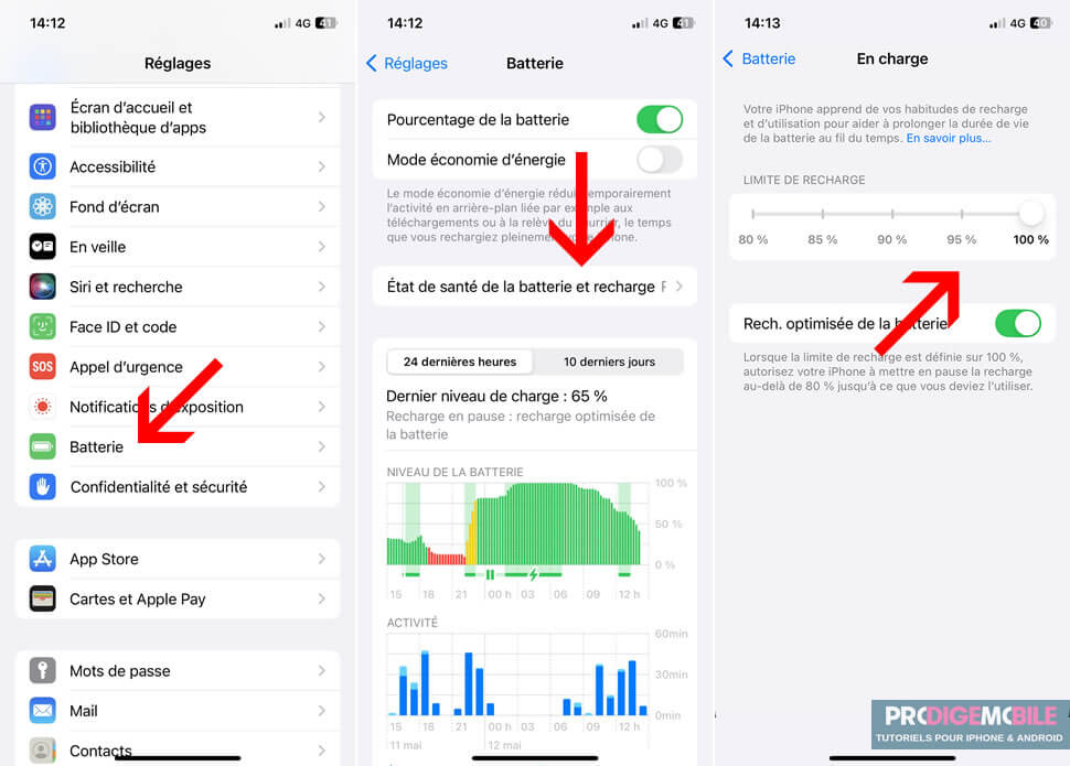 Option de limite de recharge pour préserver la batterie de l’iPhone