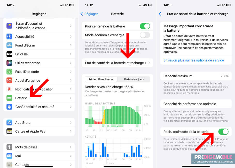Option Recharge optimisée de la batterie dans les réglages de l’iPhone