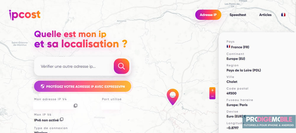 Vérification de l’adresse IP visible en ligne avec l’outil IpCost