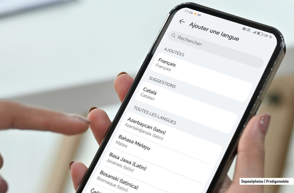 Comment changer la langue de son smartphone Android Écran des paramètres Android permettant de changer la langue du smartphone