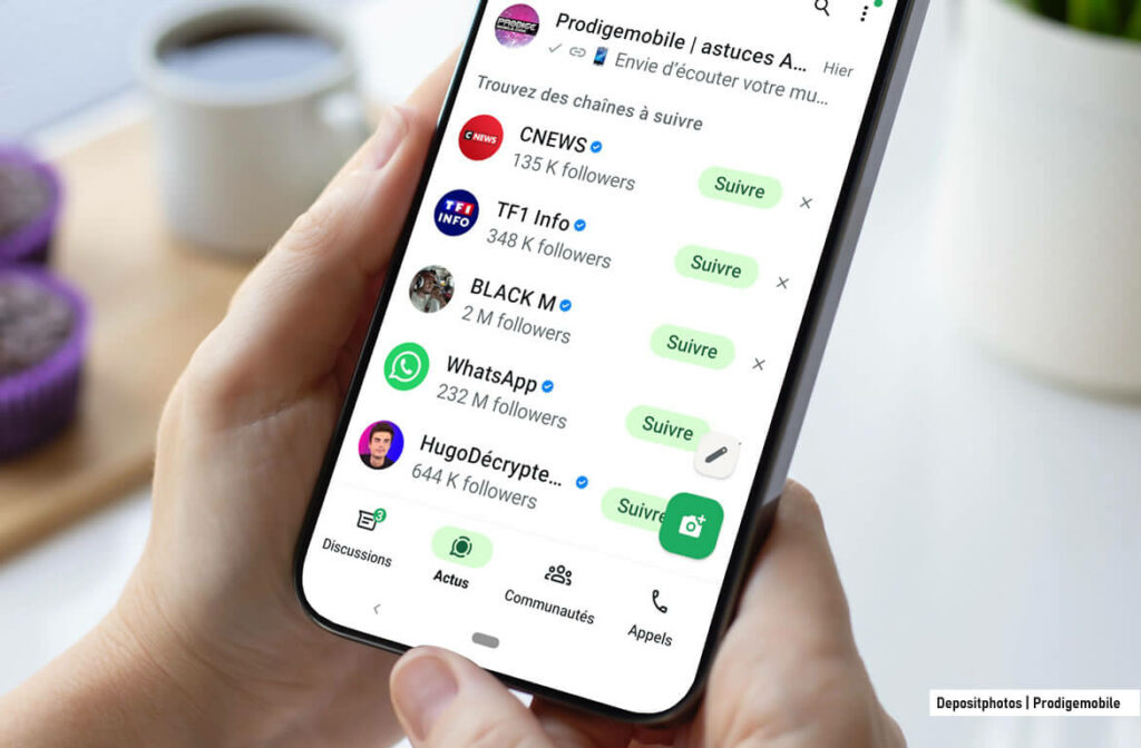 Comment créer une chaîne WhatsApp en quelques clics Écran d’un smartphone affichant l’option pour créer une chaîne WhatsApp