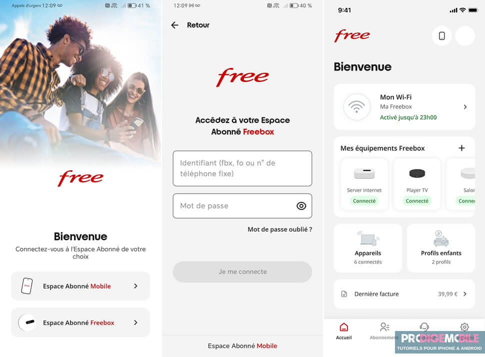 Application Freebox Connect affichant les réglages de la clé Wi-Fi