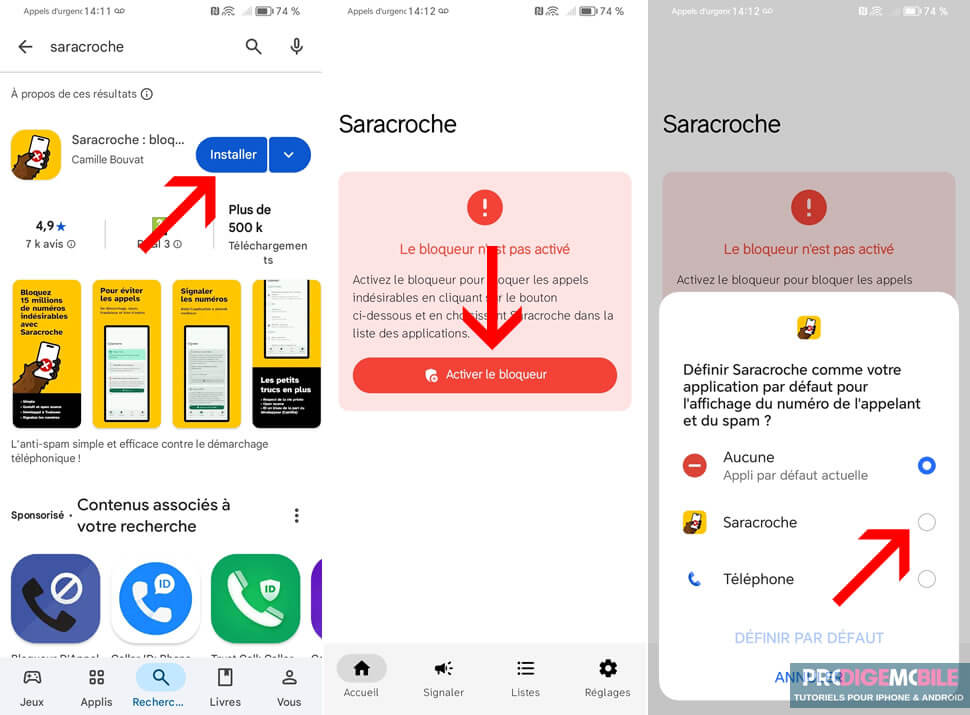 Installer Saracroche sur un smartphone Android
