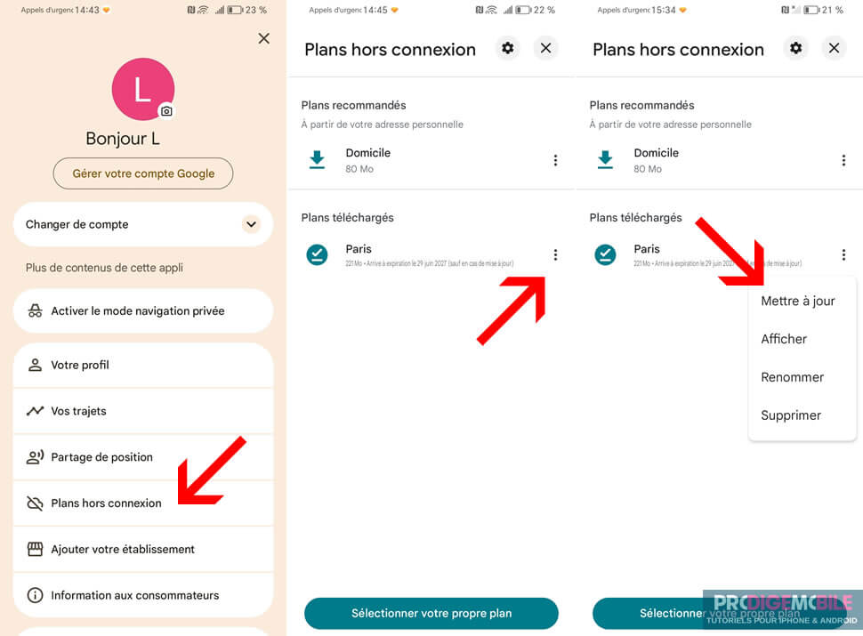 Mettre à jour un plan hors connexion dans Google Maps