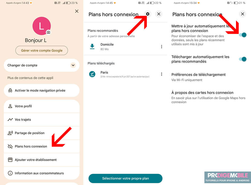 Activer la mise à jour automatique de tous les plans hors connexion