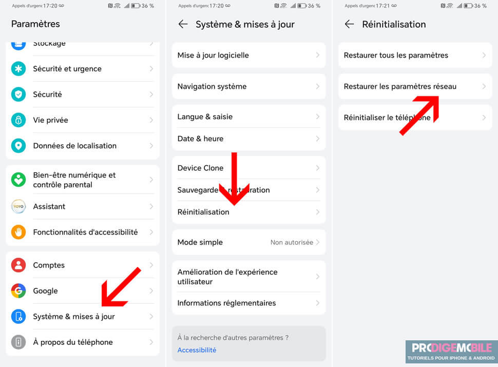 Réinitialisation des paramètres réseau Android pour corriger un problème d’envoi de SMS