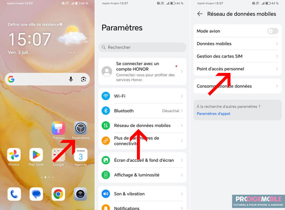 Activation du partage de connexion mobile pour avoir le Wi-Fi sans box