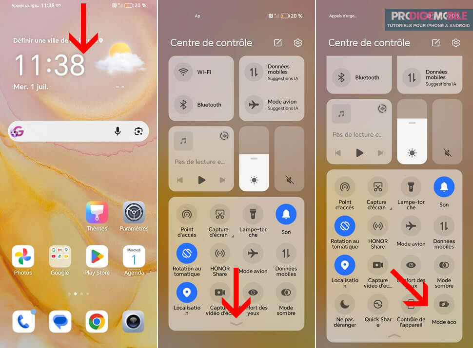 Activer le mode économie d’énergie depuis les réglages rapides d’Android