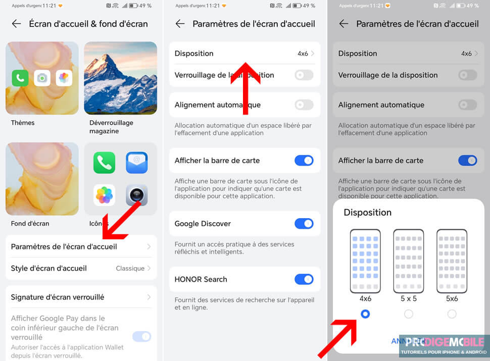 Modifier la grille de l’écran d’accueil pour afficher des icônes plus grandes
